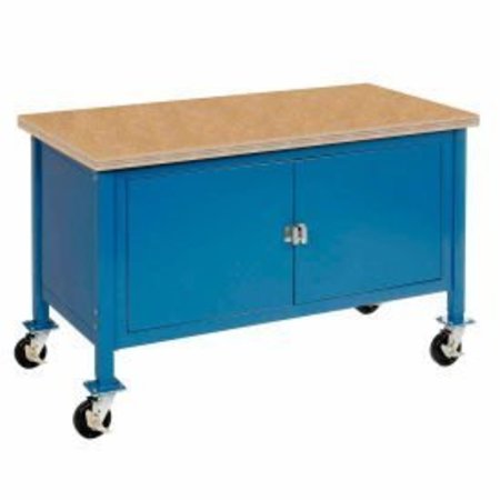 GLOBAL EQUIPMENT Mobile Cabinet Workbench - Shop Square Edge, 72"W x 30"D, Blue 249210BL